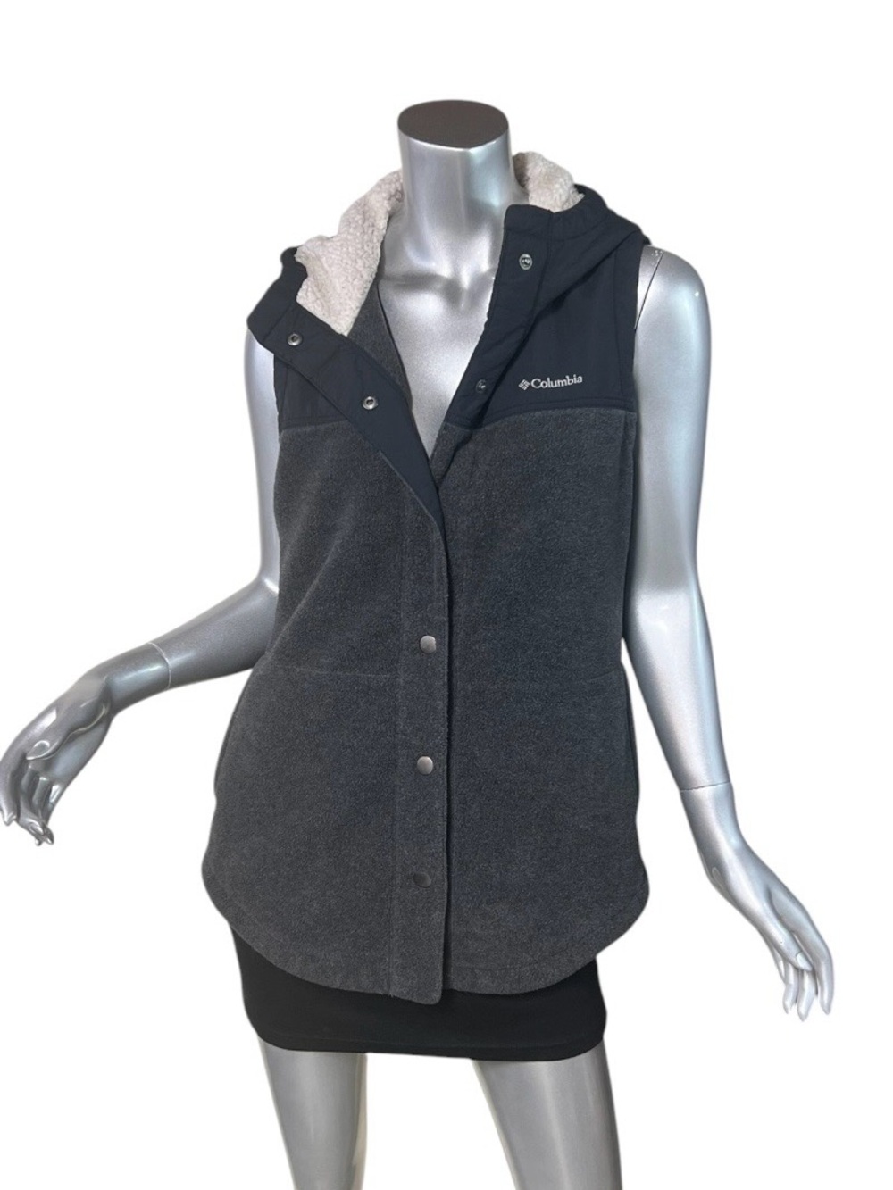 Columbia Benton Springs Fleece Overlay Vest Hood Women’s Size Medium